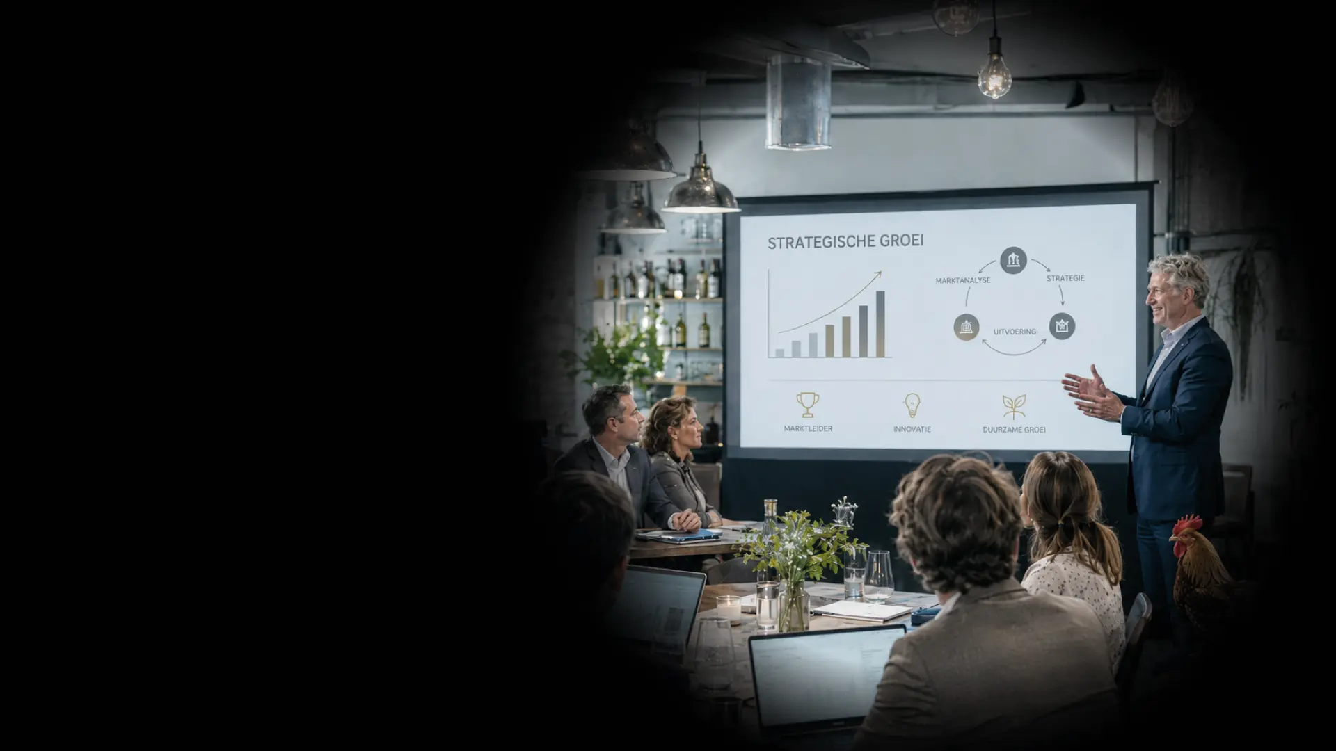 Presentatie voor een zakelijk gezelschap in De Stadskamer